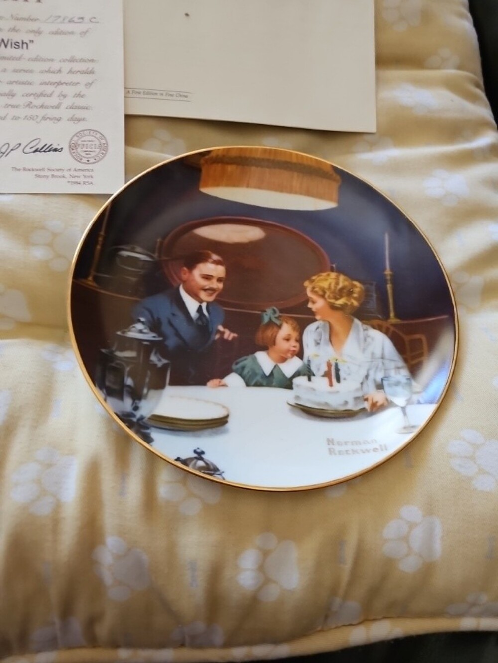 Norman Rockwell Edwin Knowles Family Dinner Collector Plate "A Birthday Wish"